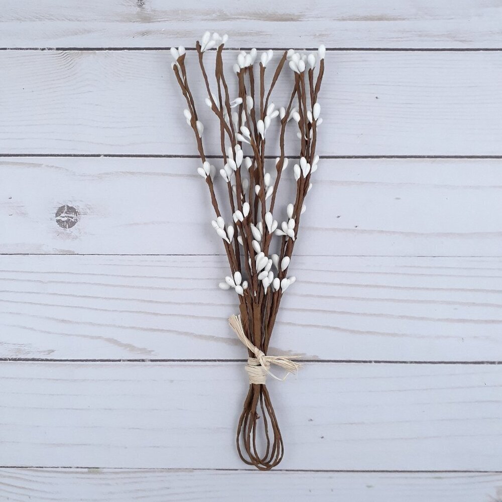 Rustic Floral Pick White Berries Wired B1